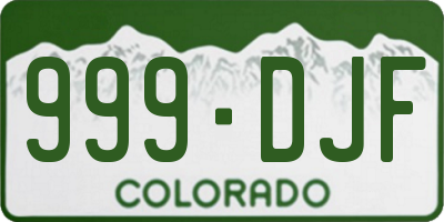 CO license plate 999DJF