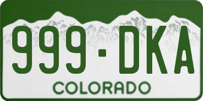 CO license plate 999DKA