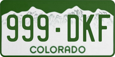 CO license plate 999DKF