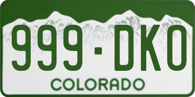 CO license plate 999DKO