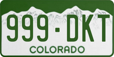 CO license plate 999DKT