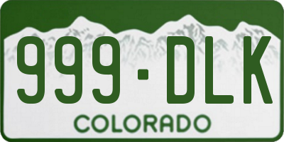 CO license plate 999DLK