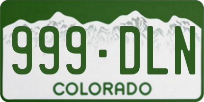 CO license plate 999DLN