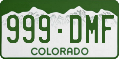 CO license plate 999DMF