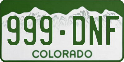 CO license plate 999DNF