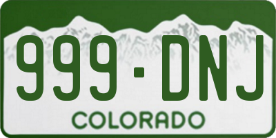 CO license plate 999DNJ