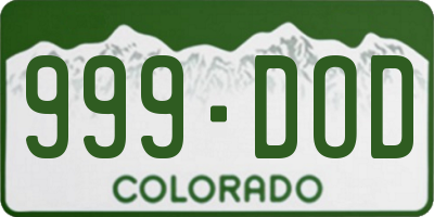 CO license plate 999DOD
