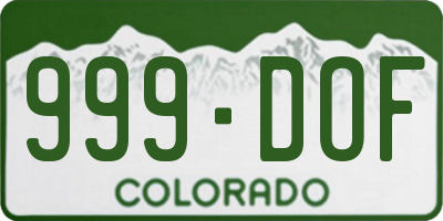 CO license plate 999DOF