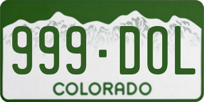 CO license plate 999DOL