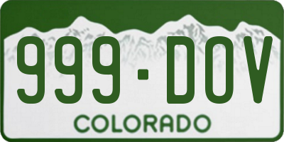 CO license plate 999DOV