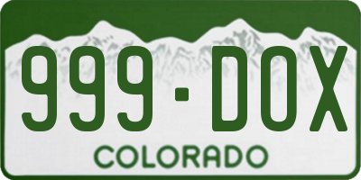 CO license plate 999DOX