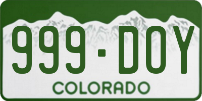 CO license plate 999DOY