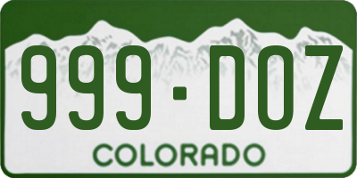 CO license plate 999DOZ