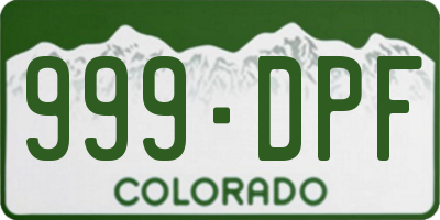 CO license plate 999DPF