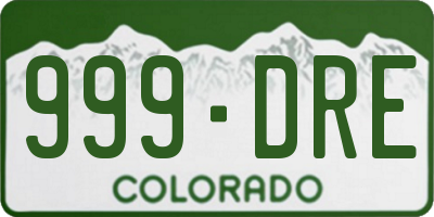 CO license plate 999DRE