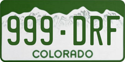 CO license plate 999DRF
