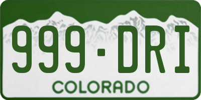 CO license plate 999DRI