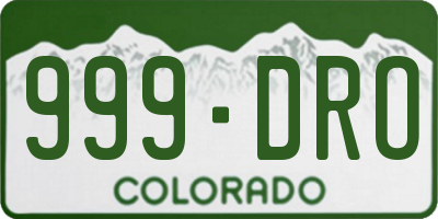CO license plate 999DRO