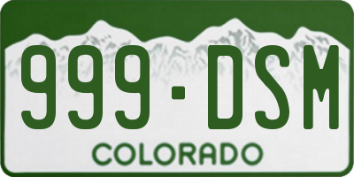 CO license plate 999DSM