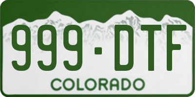 CO license plate 999DTF