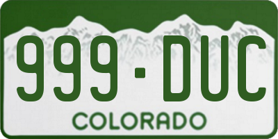 CO license plate 999DUC