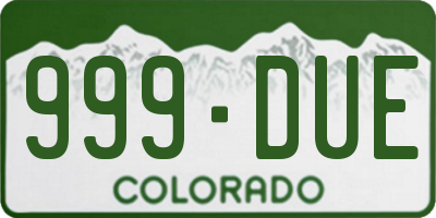 CO license plate 999DUE