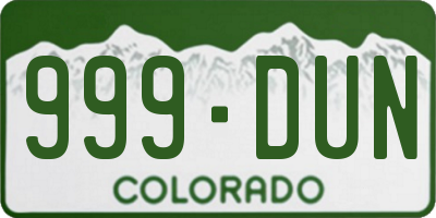 CO license plate 999DUN