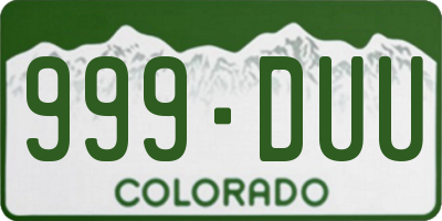 CO license plate 999DUU