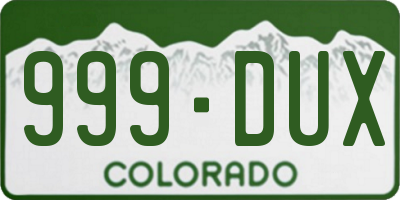 CO license plate 999DUX