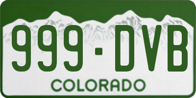 CO license plate 999DVB