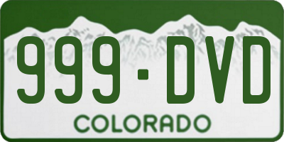 CO license plate 999DVD