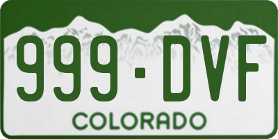 CO license plate 999DVF
