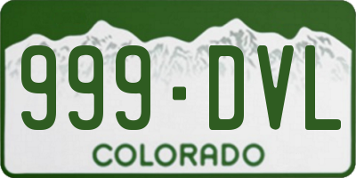 CO license plate 999DVL