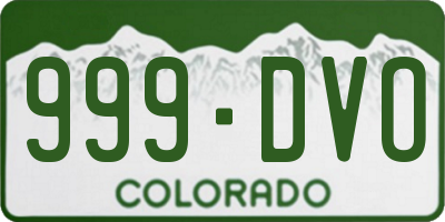 CO license plate 999DVO