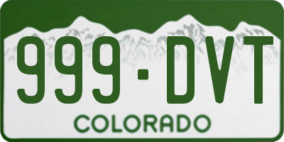 CO license plate 999DVT