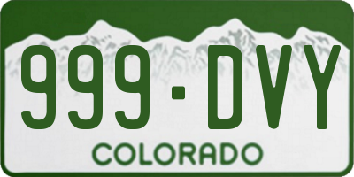 CO license plate 999DVY