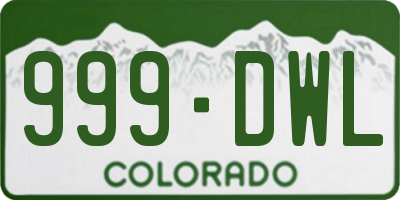 CO license plate 999DWL