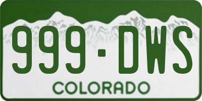 CO license plate 999DWS