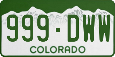 CO license plate 999DWW