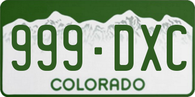 CO license plate 999DXC