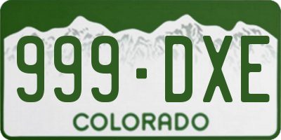 CO license plate 999DXE