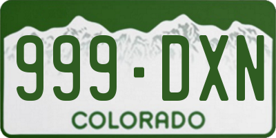 CO license plate 999DXN