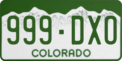 CO license plate 999DXO