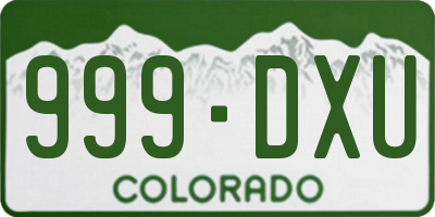 CO license plate 999DXU