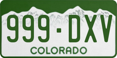 CO license plate 999DXV