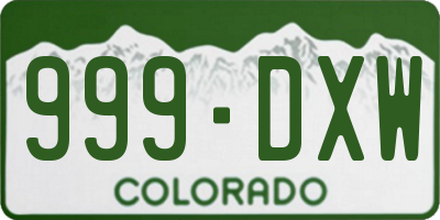 CO license plate 999DXW