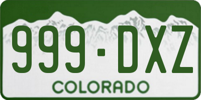 CO license plate 999DXZ