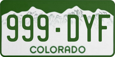 CO license plate 999DYF