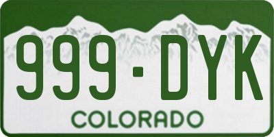 CO license plate 999DYK