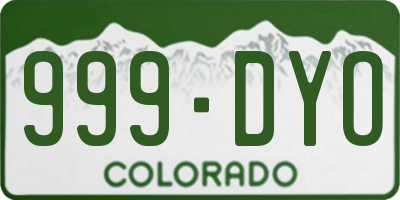 CO license plate 999DYO